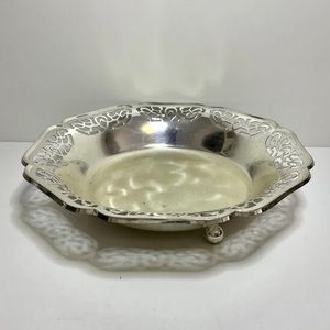 Vintage WMF Germany EP Brass Brushed Silver Plated Footed Bowl, Mint